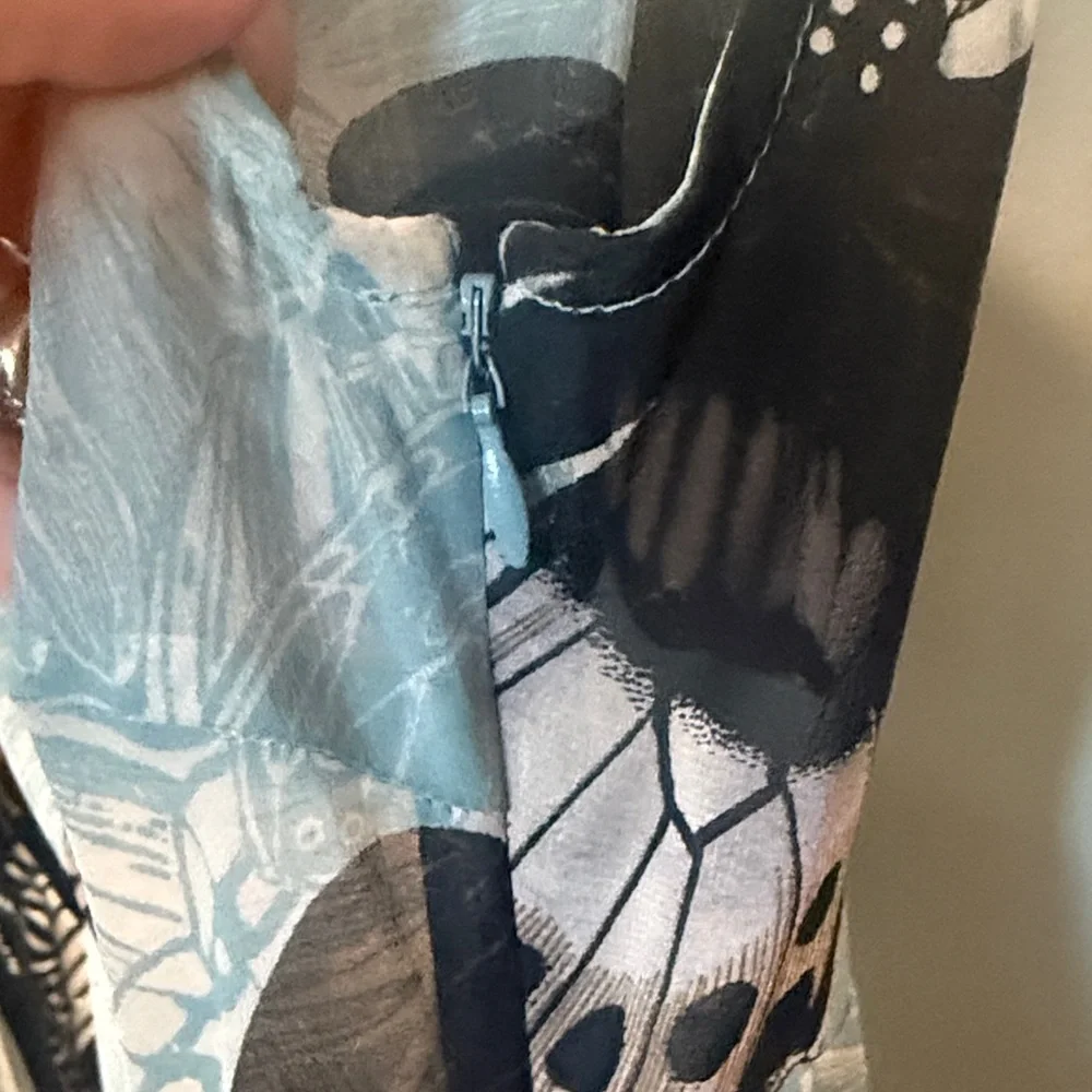 Leifsdottir Blue and Black Butterfly Print Blouse - Picture 3 of 4